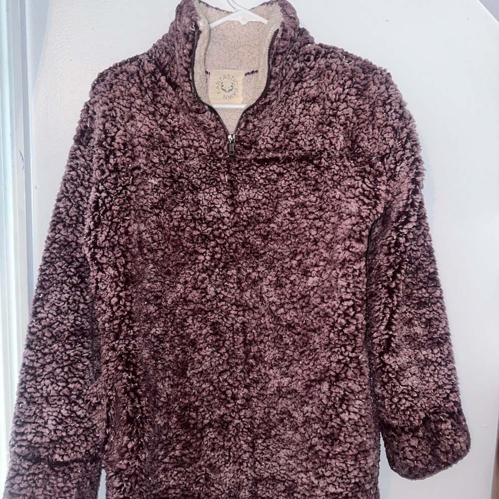 Cozy Sherpa Fleece Jacket - purple